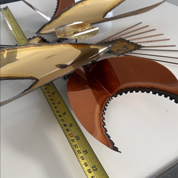 Vintage Brutalist Metal Wall Art Gold Copper & Steel Colors MCM Decor - Picture 9 of 9